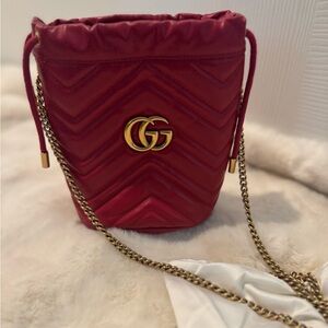 Gucci Red Quilted Bucket Bag
